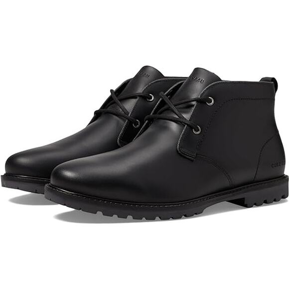 Cole Haan Men's 10M Black Grey Pinstripe Midland Leather Lug Chukka Boots LB8-20 - Picture 1 of 8
